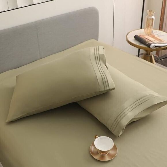 Cove Muse Microfiber Premium Sheet Set Sage Green Size Twin XL - Picture 4 of 4